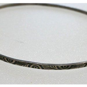 Antique Sterling Silver Baby Bangle Bracelet With Engraved Design